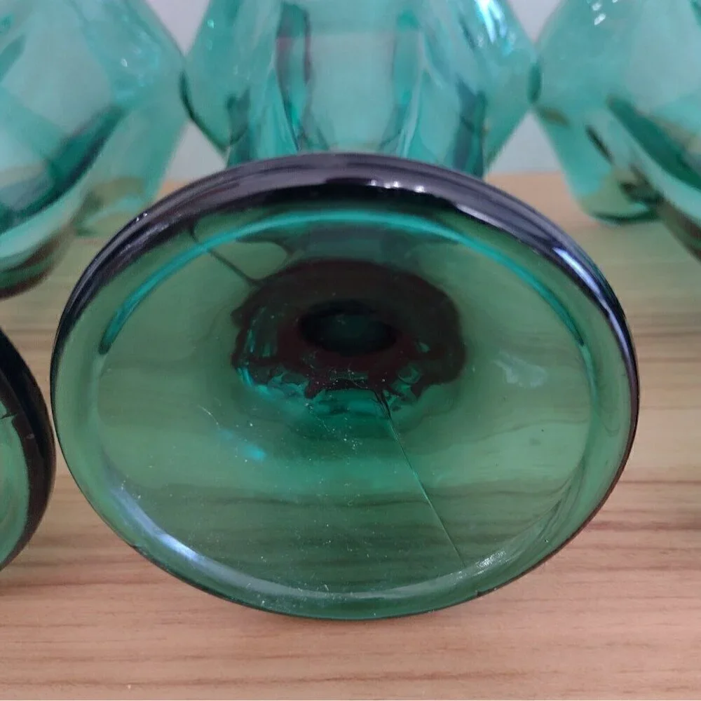 Vintage (4) Anchor Hocking Emerald Green Glass Ice Cream Dishes Tulip Footed
